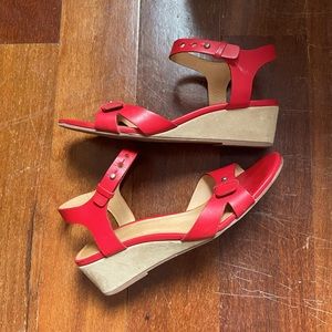 Madewell Joan baby wedge sandals lipstick red